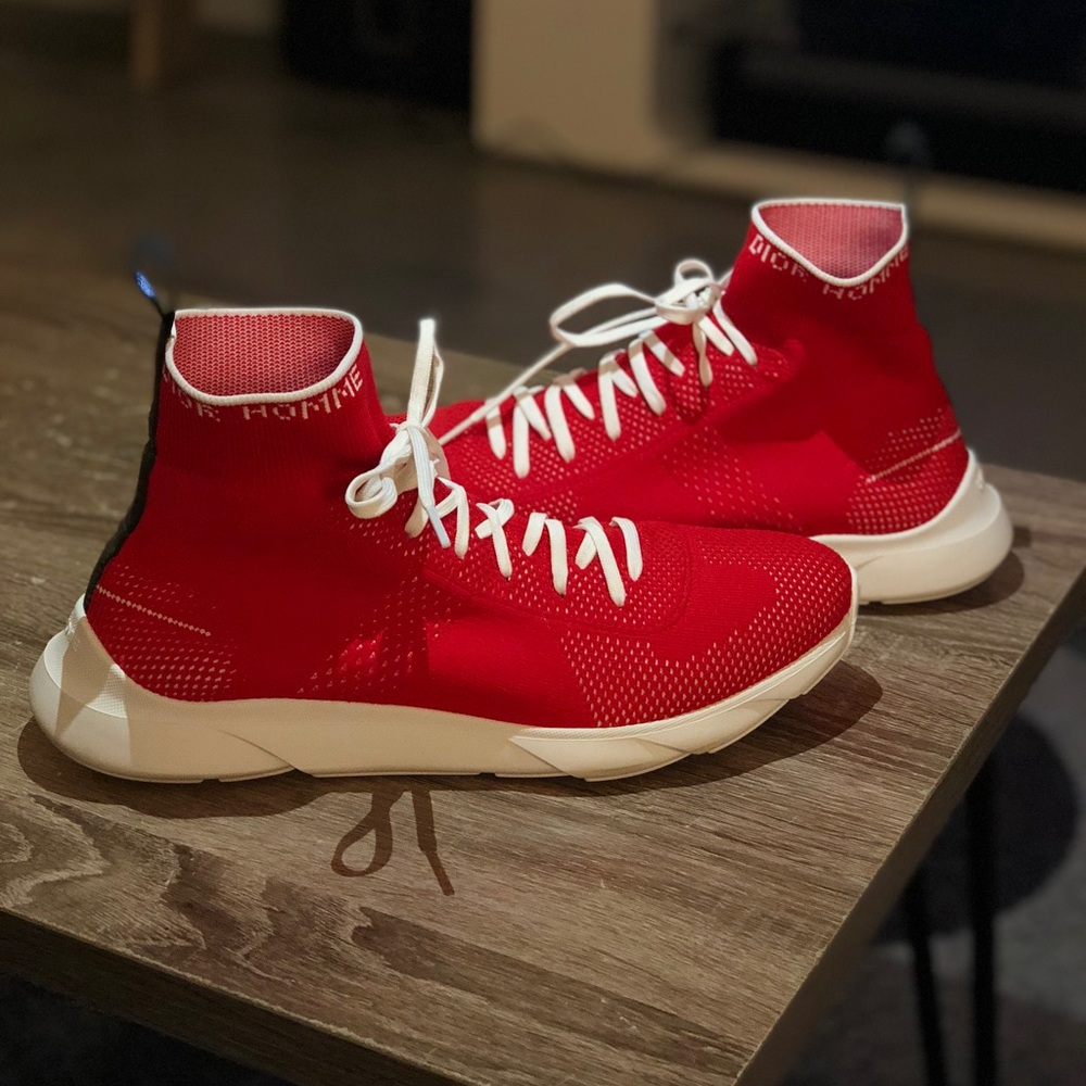 Red Dior Technical Knit Sneaker - Size 9